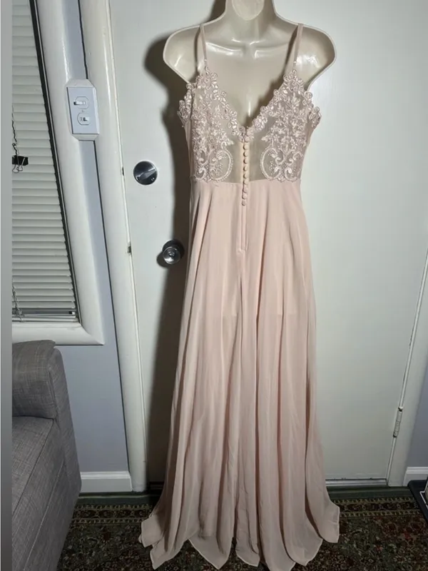Lulu's Blush Spaghetti Strap V-Neck Maxi Dress - Image 5
