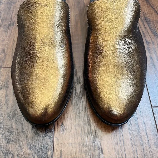 Donna Karan • Mott Mule leather backless loafer Bronze gold metallic slide - Image 6