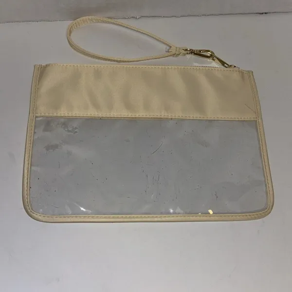 Source Unknown BEIGE COLORED CLEAR CHENILLE LETTER “STUFF”  BAG SUPER CUTE VERY VERSATILE FUN - Image 6