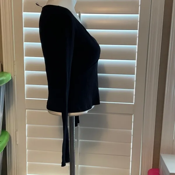 Divided Black Ribbed V-Neck Blouse - Image 3