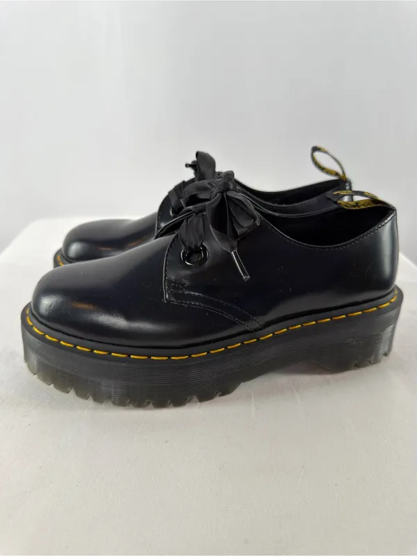 Dr. Martens Holly Women's Leather‎ Platform Shoes in Black Size 9 - Image 5