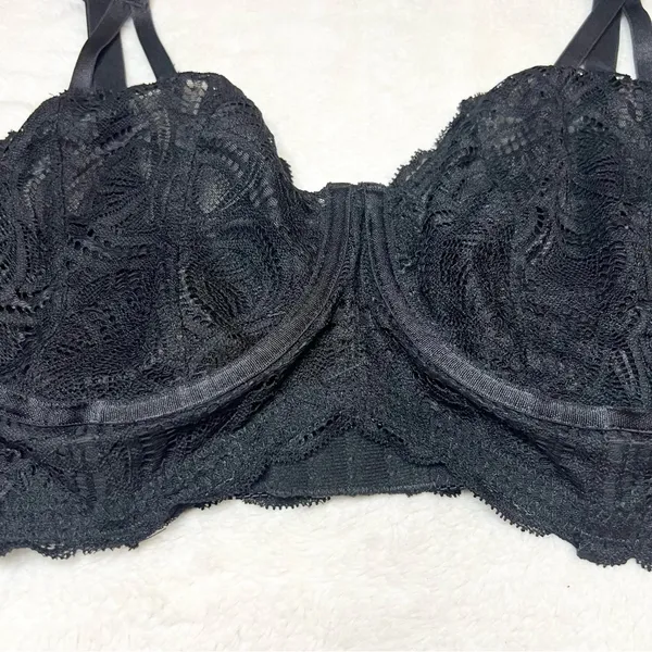 Torrid Curve Black Lace Underwire Longline Bralette Size 2X - Image 6