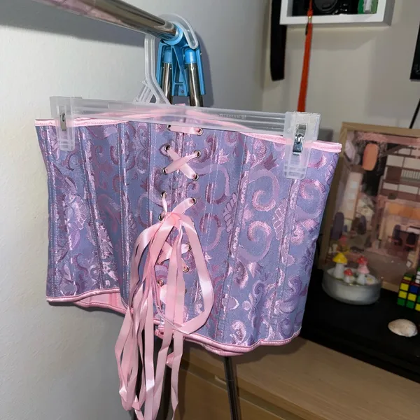 Pink and Purple Floral Corset Size M - Image 2