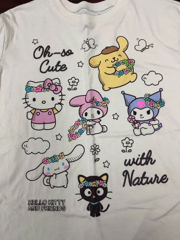 NWT Hello Kitty Sanrio Beige Short Sleeve Tee Size Medium - Image 2
