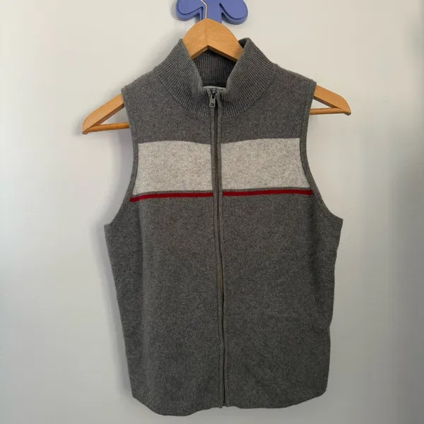 Reformation Large Esti Cashmere Sweater Vest Moto‎ Stripe Grey Fall Winter Ski - Image 2