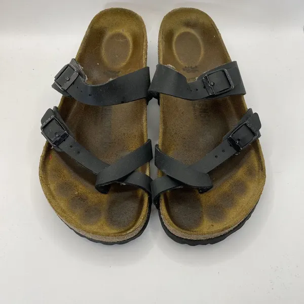 Birkenstock Mayari‎ Birko Flor Black Leather Sandals Womens Sz EU 36 US W5 - Image 3