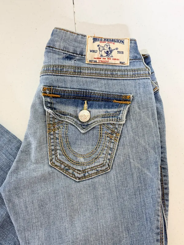 Vintage True Religion Low Rise Straight Leg Denim Jeans Womens Size 27 - Image 8