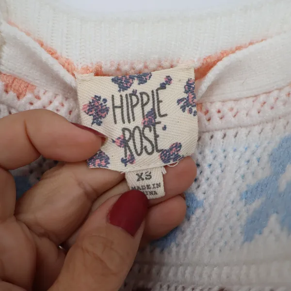 Hippie Rose Tank Top Womens XS Crochet Floral Multi Color Boho Cropped Excellent - Image 3