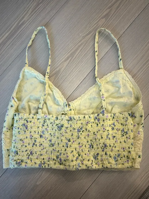 Aeropostale Yellow Floral Lace Crop Top - Image 2