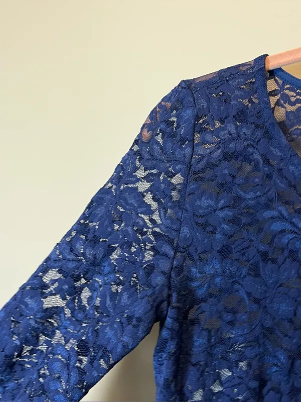 Anthropologie Women’s‎ Blue Lace Long Sleeve Layering Top XS Festival - Image 4