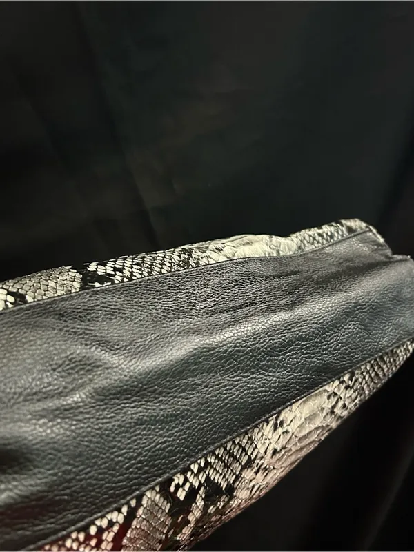Black & Magenta Snake-Trim Tote Shoulder Bag - Image 14