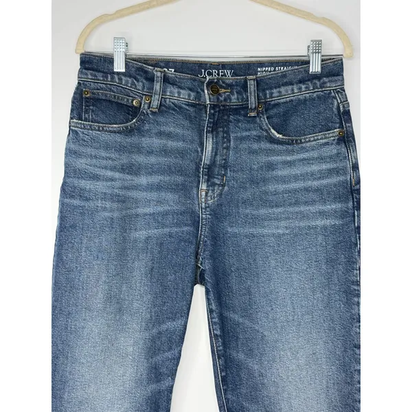 J.Crew Nipped Straight High Rise Jeans Size 27 Medium Wash Semi Stretch Denim - Image 5