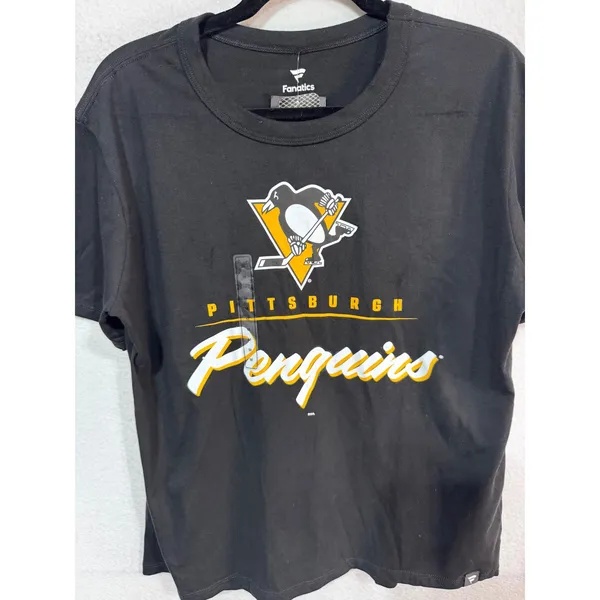 Fanatics Pittsburgh Penguins Hockey NHL Script Graphic T-Shirt Women's Med Black - Image 3