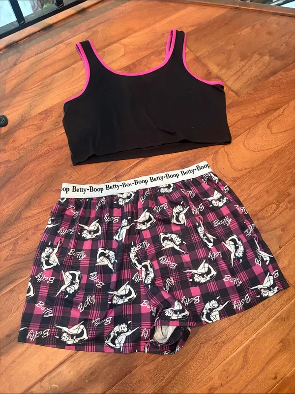 Betty Boop Two Piece Matching Pajama Set Tank Boxer Short Combo Size Medium - Image 8