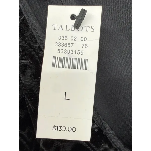 NWT Talbots Womens Velvet Jacquard Damask V-Neck Sheath Dress Black Size Large - Image 4