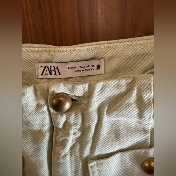 Zara Light Green High Rise Wide Leg Cropped Jeans Size 4 - Image 8