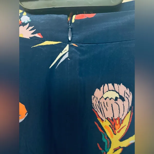 Atrium Midi Skirt Bird Of Paradise Tropical Floral Nightfall Blue 10 - Image 8
