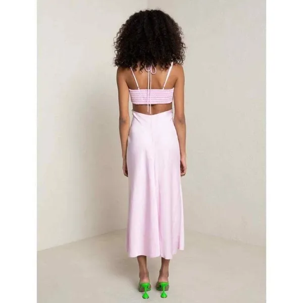 ALC Frank Sienna Cut-Out Satin Midi Dress in Light Pink Size US 0 - Image 12