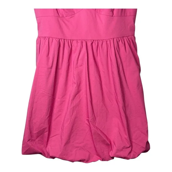 Express Fit & Flare Mini Dress Women‎ M Pink Strapless Bubble Hem Pockets Party - Image 10