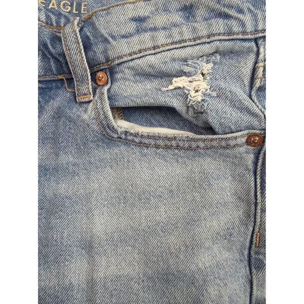American Eagle 90s Bootcut Jeans Light Wash Split Hem 8 Short Real Good Stretch - Image 5