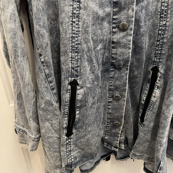 Two2Fly HILDAGO‎ FALLS Fringe Denim Chambray Swing Jacket Womens S Western New - Image 2