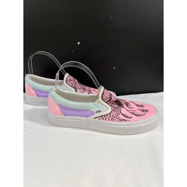 Vans Unisex Pink Hand Drawn Slip-on Sneakers Size M7 & W8.5 SKU 6082 - Image 2