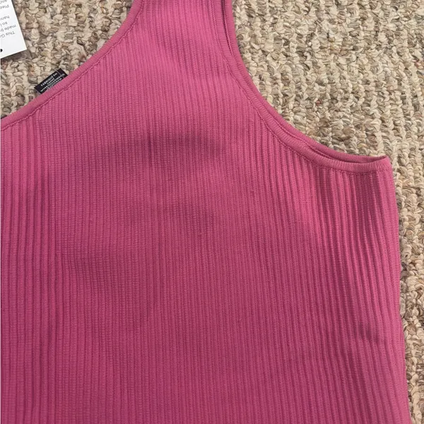 Sincerely Jules One-Shoulder Ribbed Tank in Pink - Image 2