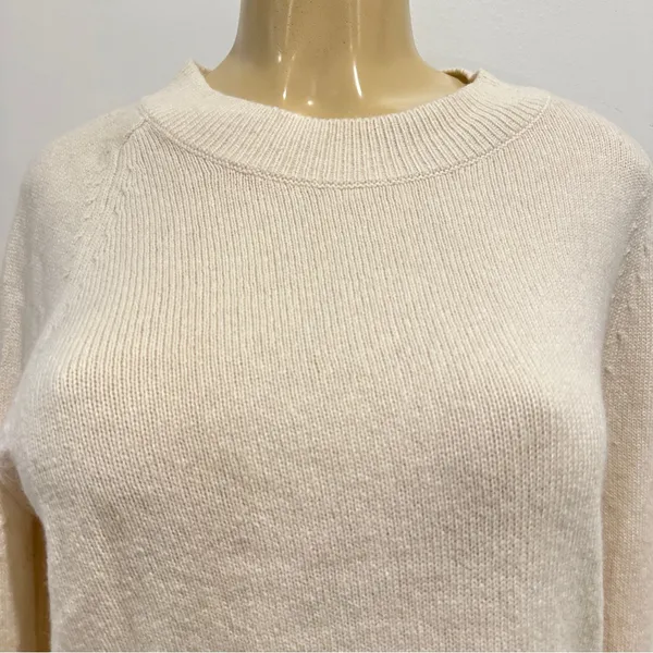 Ann Taylor Wool Cashmere Sweater Sz M Cream Tie Cuffs - Image 3