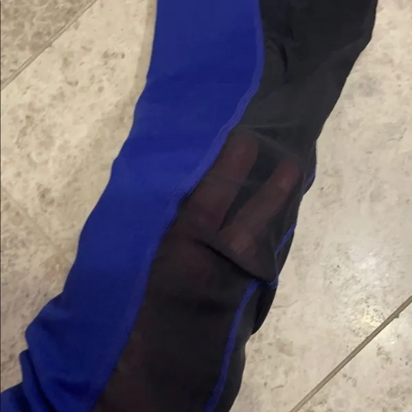 Fabletics Cherise Mid Rise Leggings Mesh Panel Athletic Medium Blue Black - Image 13