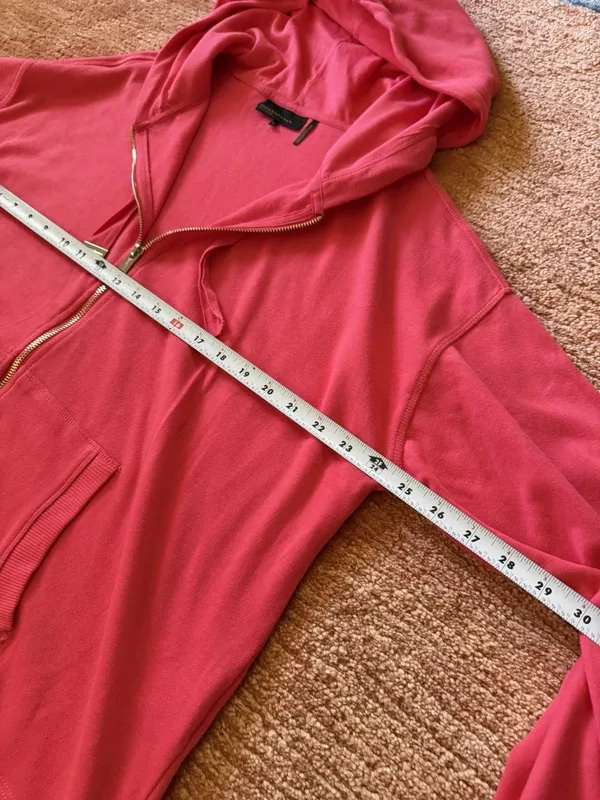 Donna Karan Active Pink Zip Hoodie Bell Sleeves Drawstring Cuffs Women’s M - Image 3