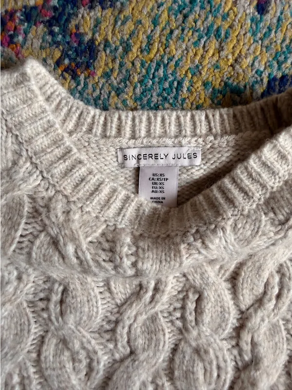 Sincerely Jules Cream Sweater Vest Knit - Image 3