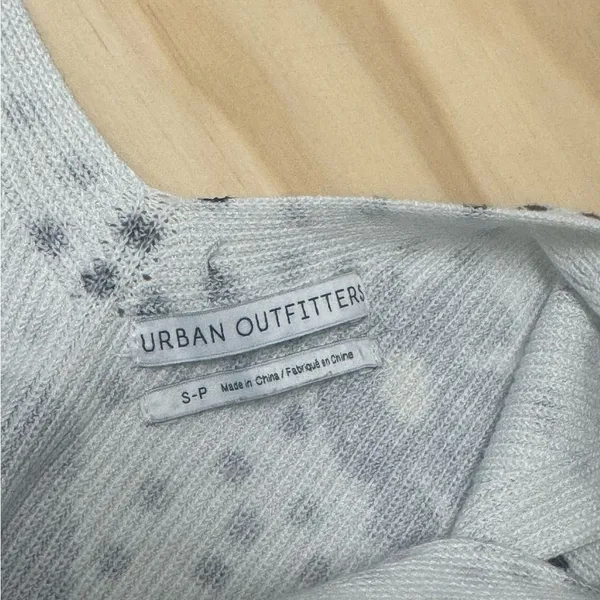 UO Urban Outfitters Floral Polka Dot Ribbed Knit‎ Crop Tank Top Blk White Sm - Image 5
