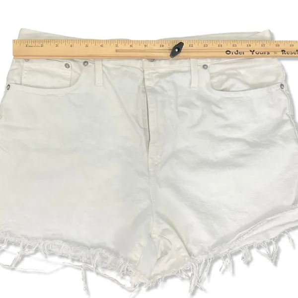 Madewell White Denim Perfect Jean Shorts Frayed Hem 5 Pocket Design Size 32 - Image 7