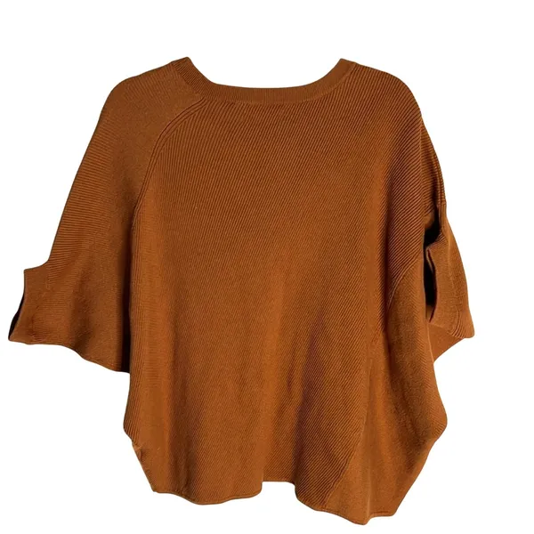 Anthropologie Vanessa Knit Poncho Sweater Rust‎ Medium Cozy Boho EUC - Image 6