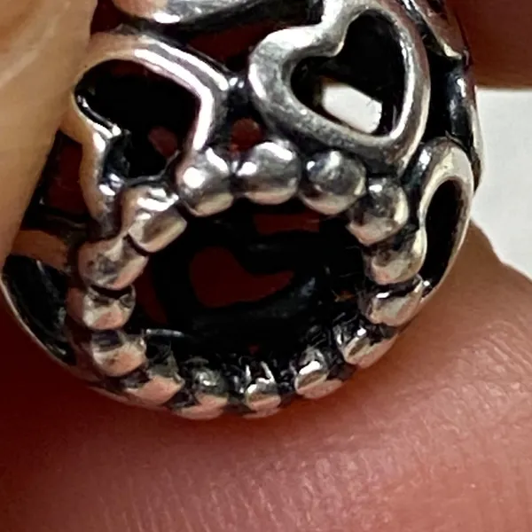 Authentic Pandora 925 Silver Openwork Hearts Bead Charm Jewelry Making - Image 4