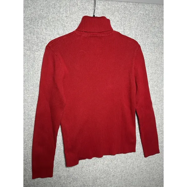 Lauren Ralph Lauren Large Womens Turtleneck‎ Sweater Red Long Sleeve Cotton - Image 11