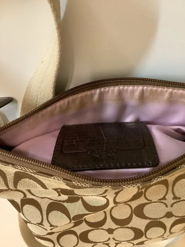 Coach Khaki Legacy Signature Stripe Swingpack Crossbody Bag W/Hang Tag, Dust Bag - Image 8