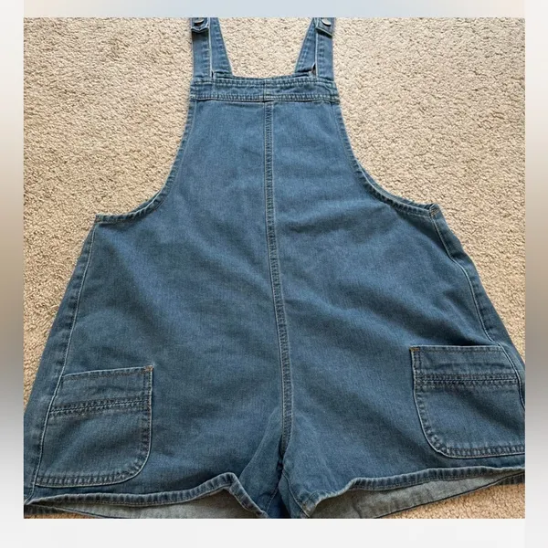Denim Overalls Shorts Blue Size XL - Image 5