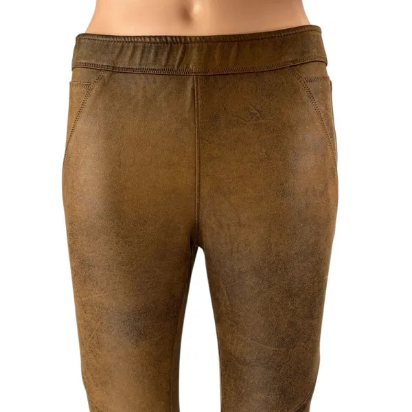 Free People Never Let Go Brown Faux Suede Leather Skinny Leggings Pants Size 4 - Image 4