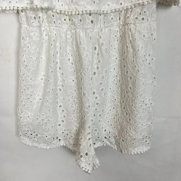 LA Hearts Eyelet Sleeveless Ruffle White Romper - Image 5