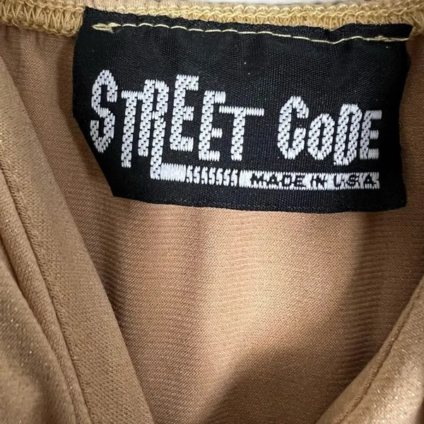 Vintage Street Code Mini Dress Womens S Gold Metallic Tie Waist Cocktail Y2K‎ - Image 4