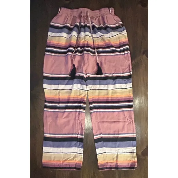 Urban Outfitters Pippa Drawstring Pants Small Striped Boho Beachy Relaxed Fit - Image 4