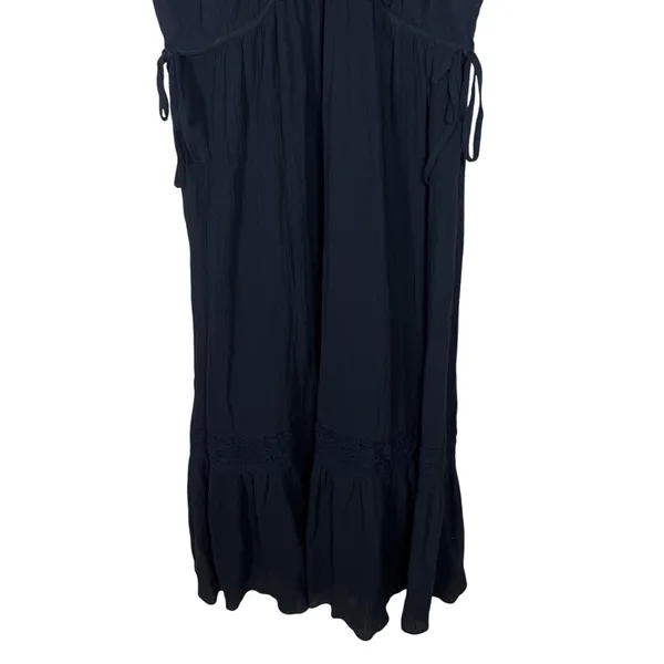 Lane Bryant Black Cotton Gauze Crochet Lace Trim Boho Midi Dress 16 - Image 3