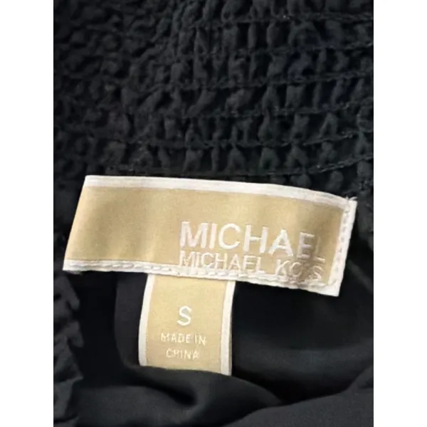 MICHAEL Michael Kors Black Off‎ Shoulder Smocked Tiered Ruffle Mini Dress Size S - Image 4