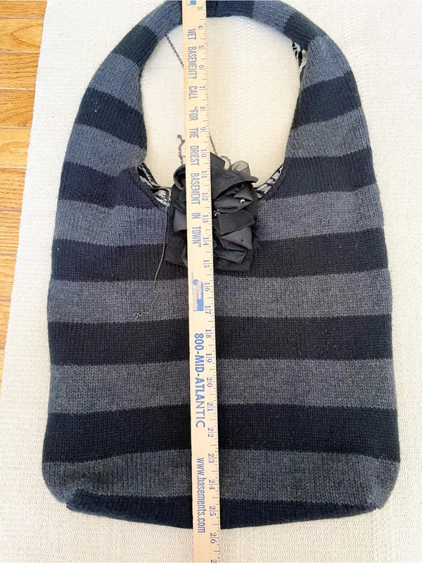 Alice + Olivia Y2K Knit Sweater Hobo Bag Striped Chains Avril Lavigne Punk - Image 9