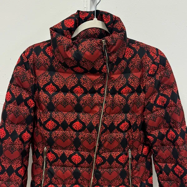 Desigual Heart Pattern‎ Down Feather Puffer Jacket High Neck Assymetric Zip - Image 5