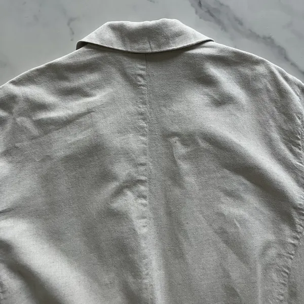 Free People Simply Perfect Linen Blazer Natural Tan Medium Oversized Jacket M - Image 8