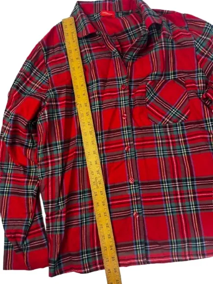 Red Plaid Flannel Pajama Set Size L - Image 4