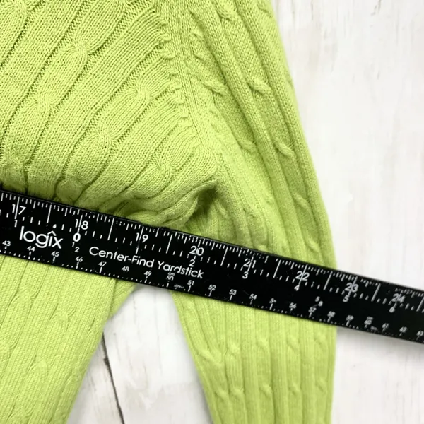 Kim Rogers Sweater Women Small‎ Green Cable Knit Crewneck Pullover 100% Cotton - Image 4