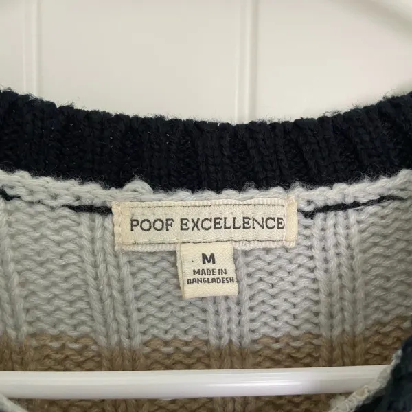 EUC | Poof Excellence women’s neutral colored striped acrylic sweater‎ — medium - Image 4